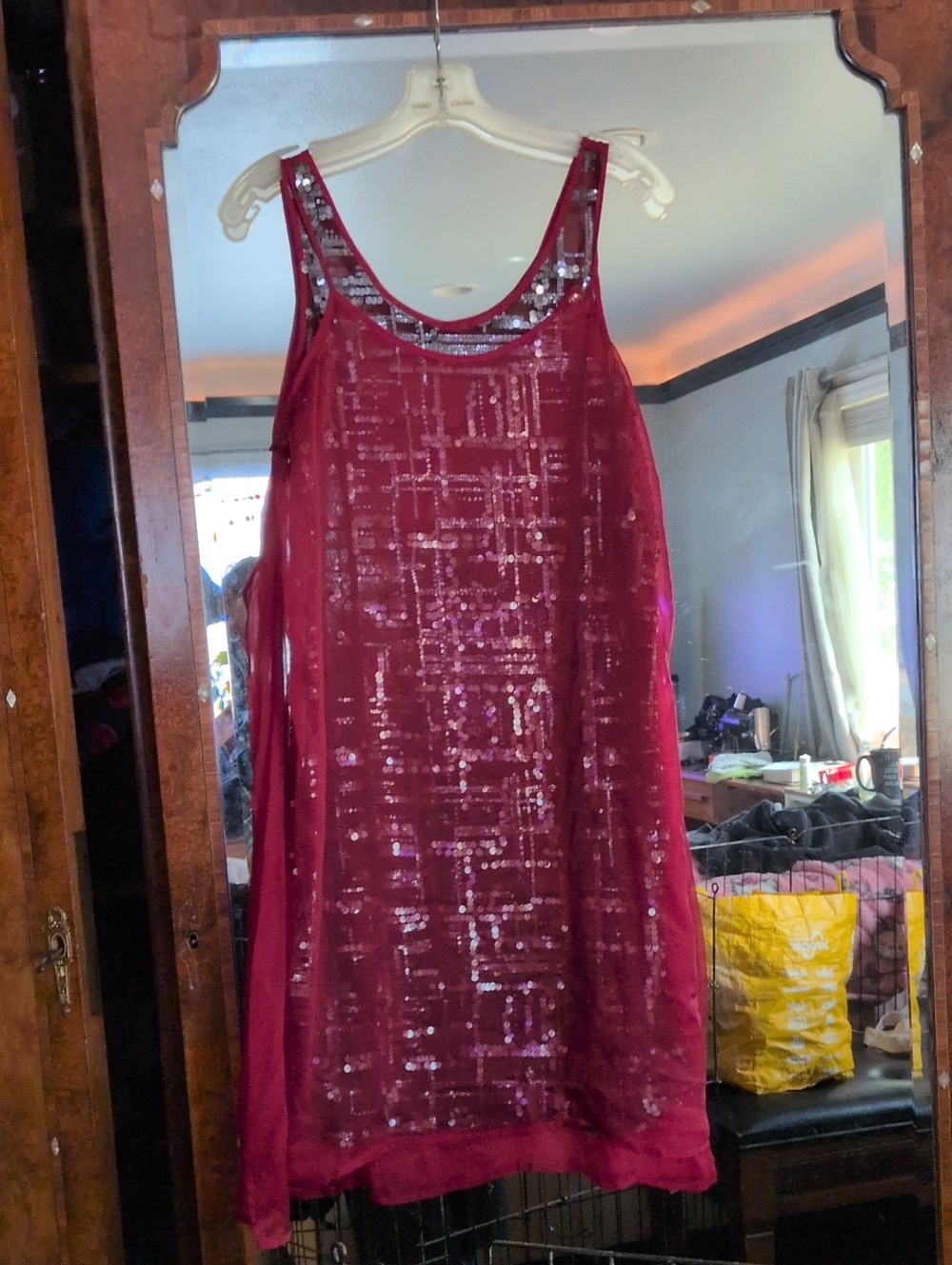 Vera Wang Sleeveless Scuba Midi Dress in Burgundy